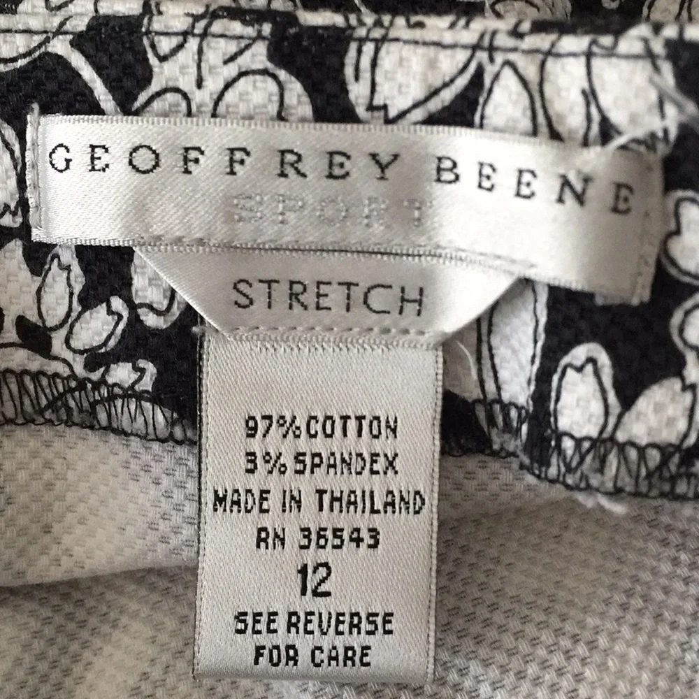 Vintage Geoffrey Beene Cotton Floral Pencil Skirt Navy & White - Picture 3 of 8